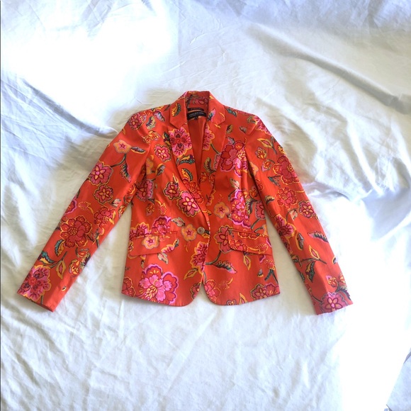 orange floral blazer